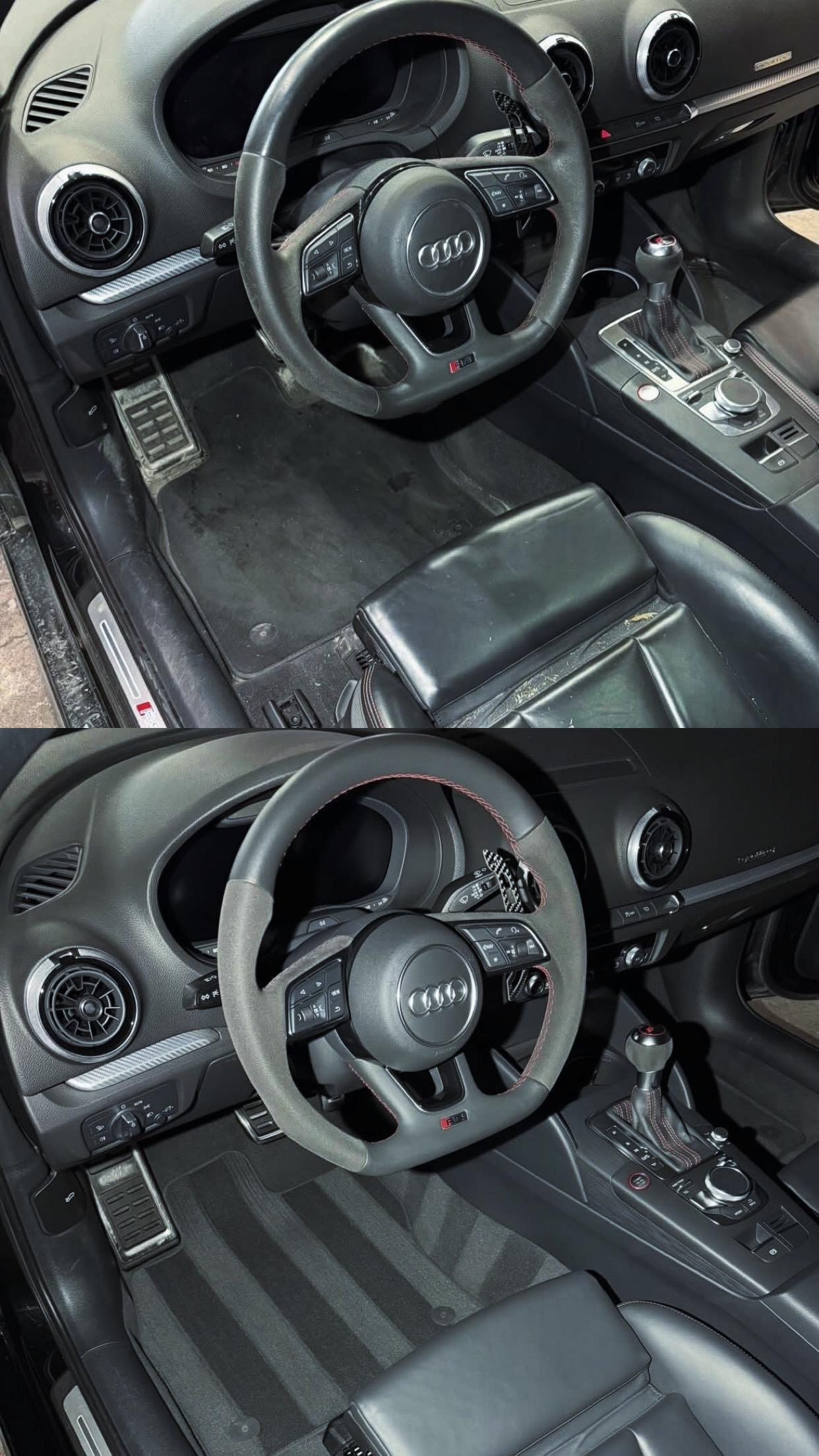 Audi interior before and after detailing